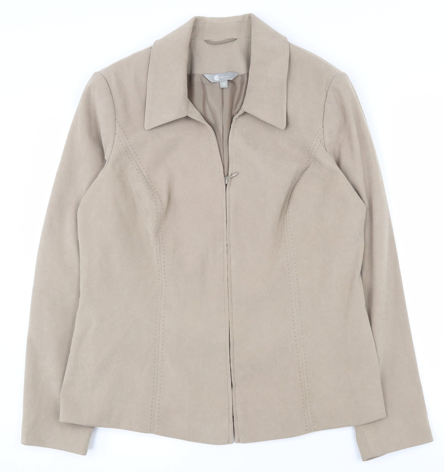 Mia Moda Womens Beige   Jacket  Size 12  Zip