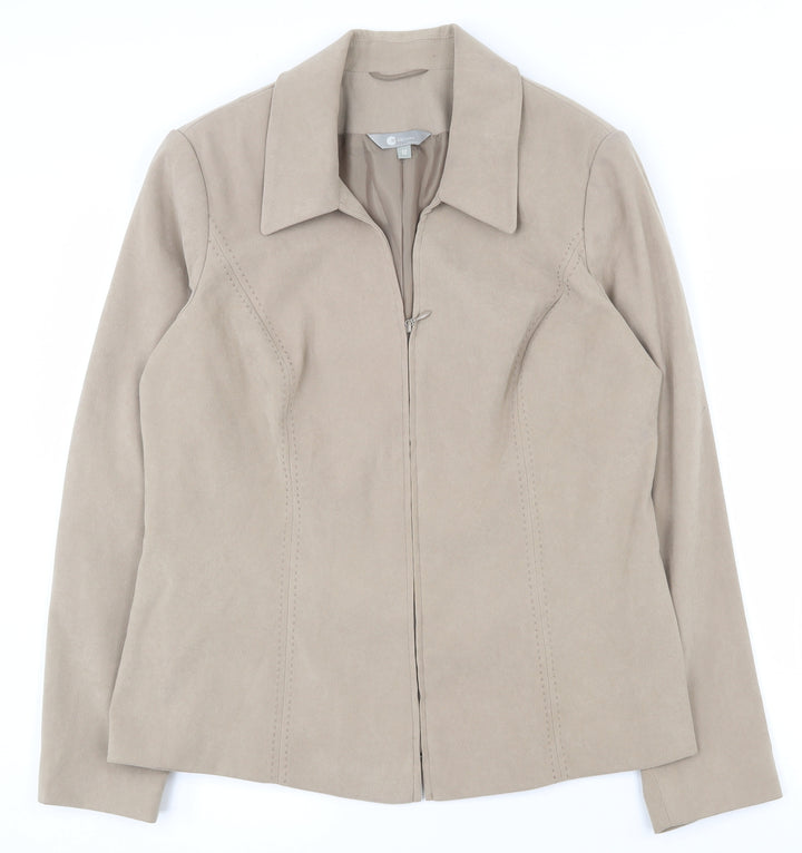 Mia Moda Womens Beige Jacket Size 12 Zip