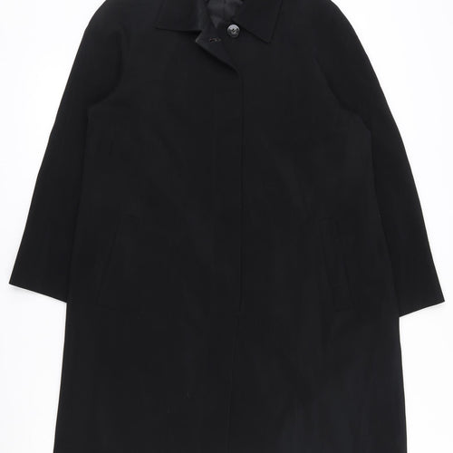 Marks and Spencer Womens Black   Overcoat Coat Size 14  Button