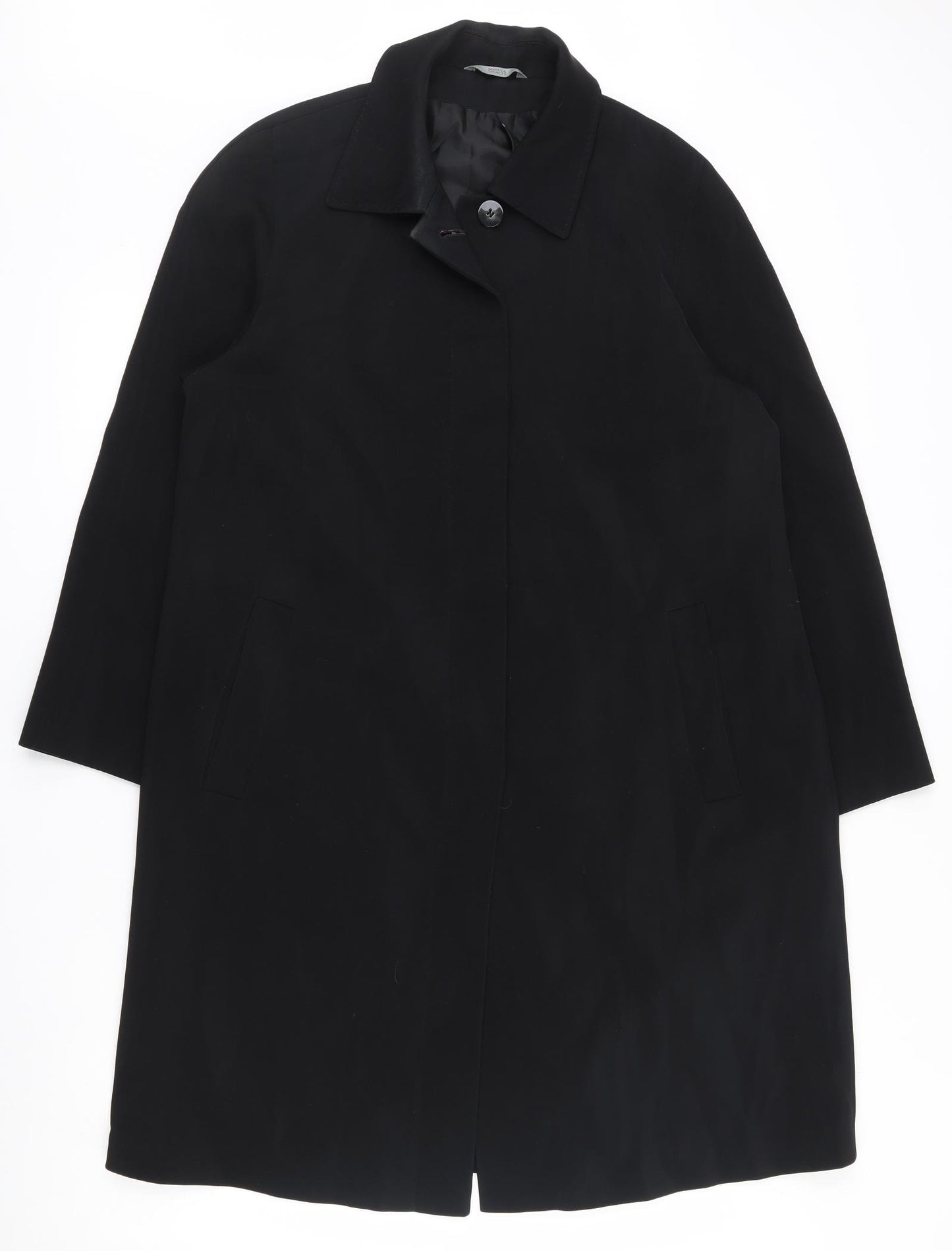 Marks and Spencer Womens Black   Overcoat Coat Size 14  Button