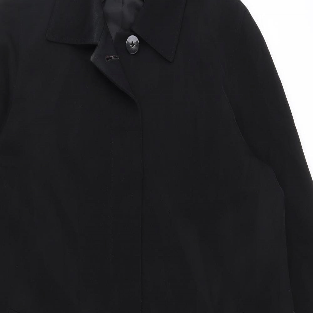 Marks and Spencer Womens Black   Overcoat Coat Size 14  Button