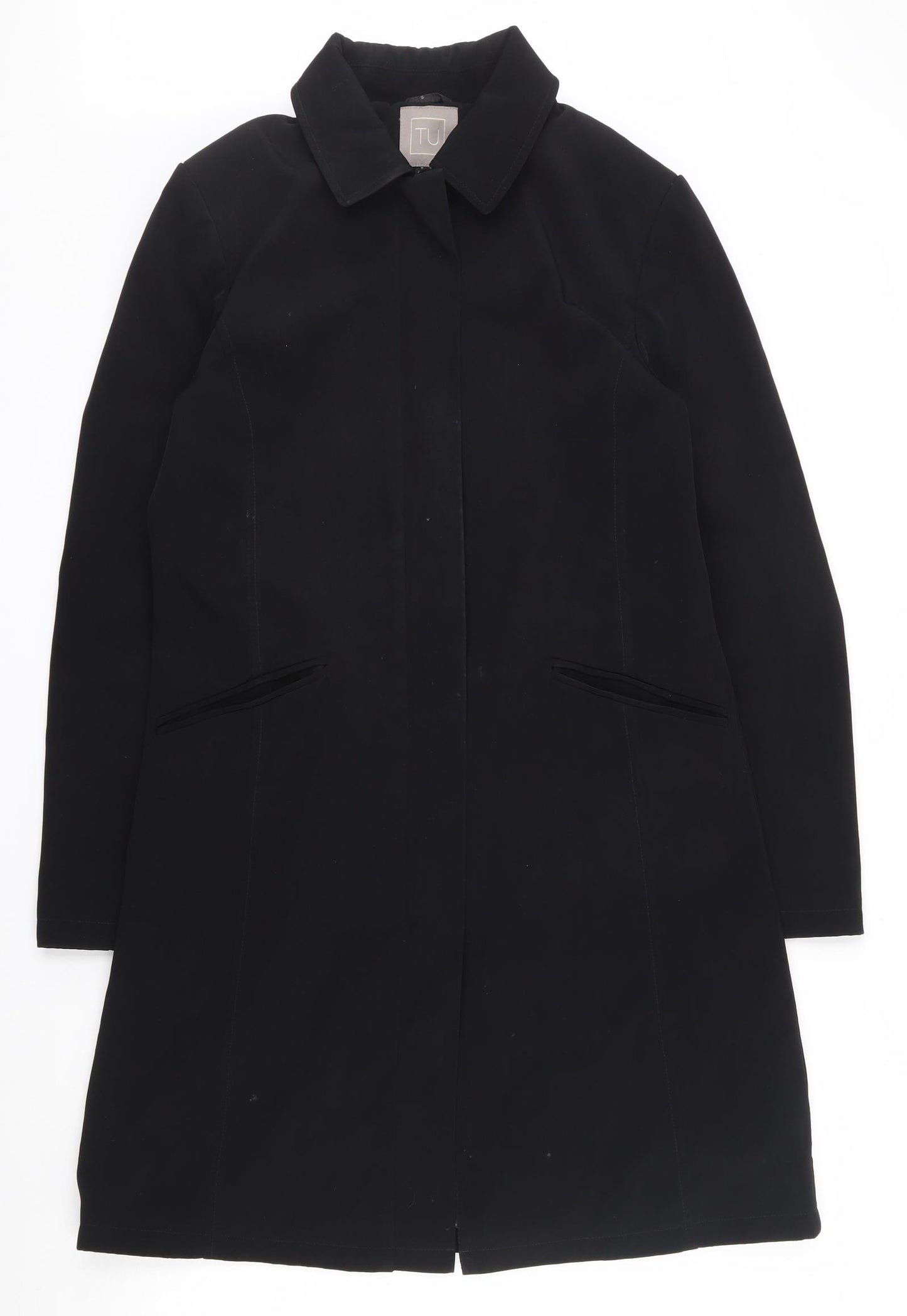 TU Womens Black   Overcoat Coat Size M  Zip