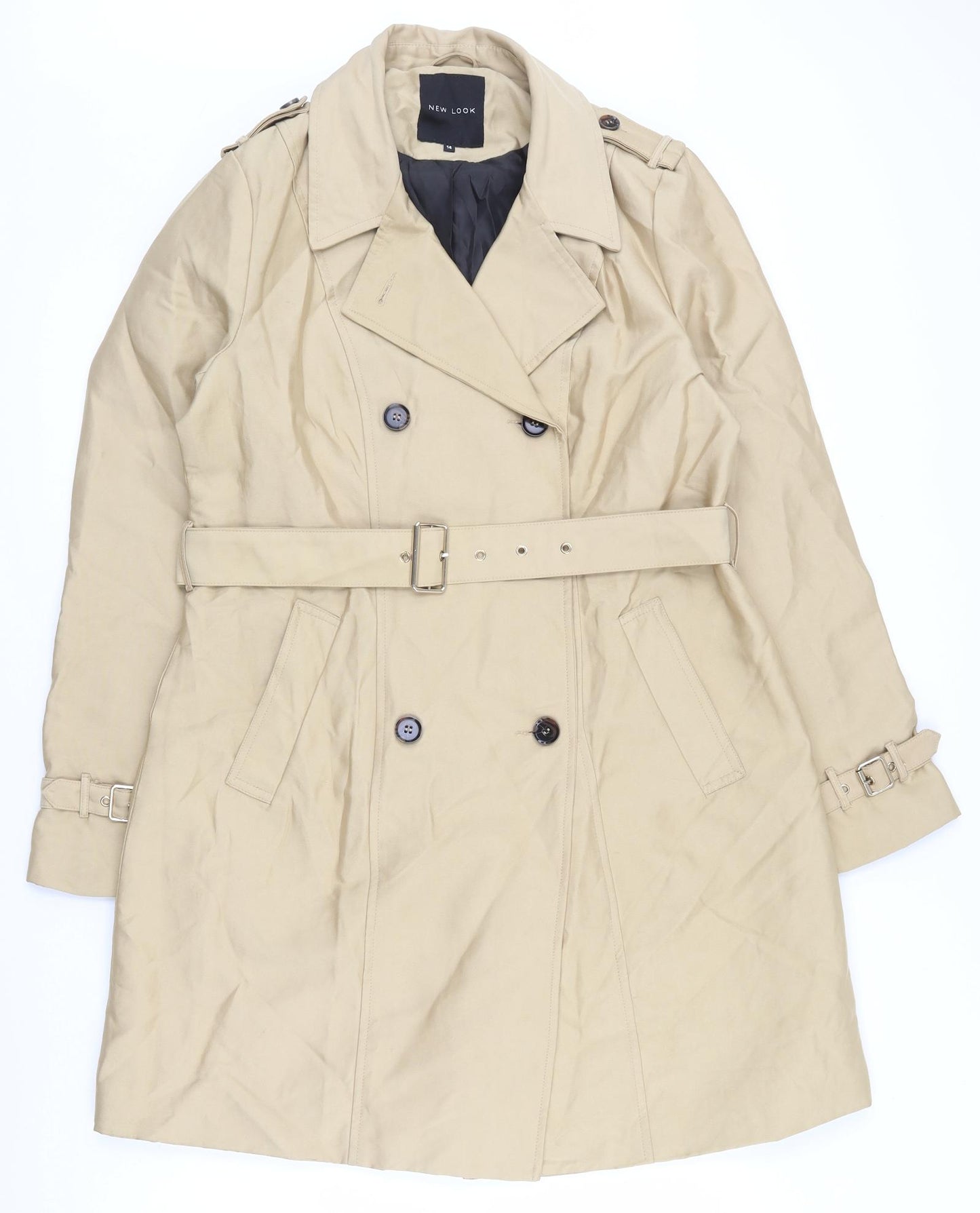 New Look Womens Beige   Trench Coat Coat Size 14  Button