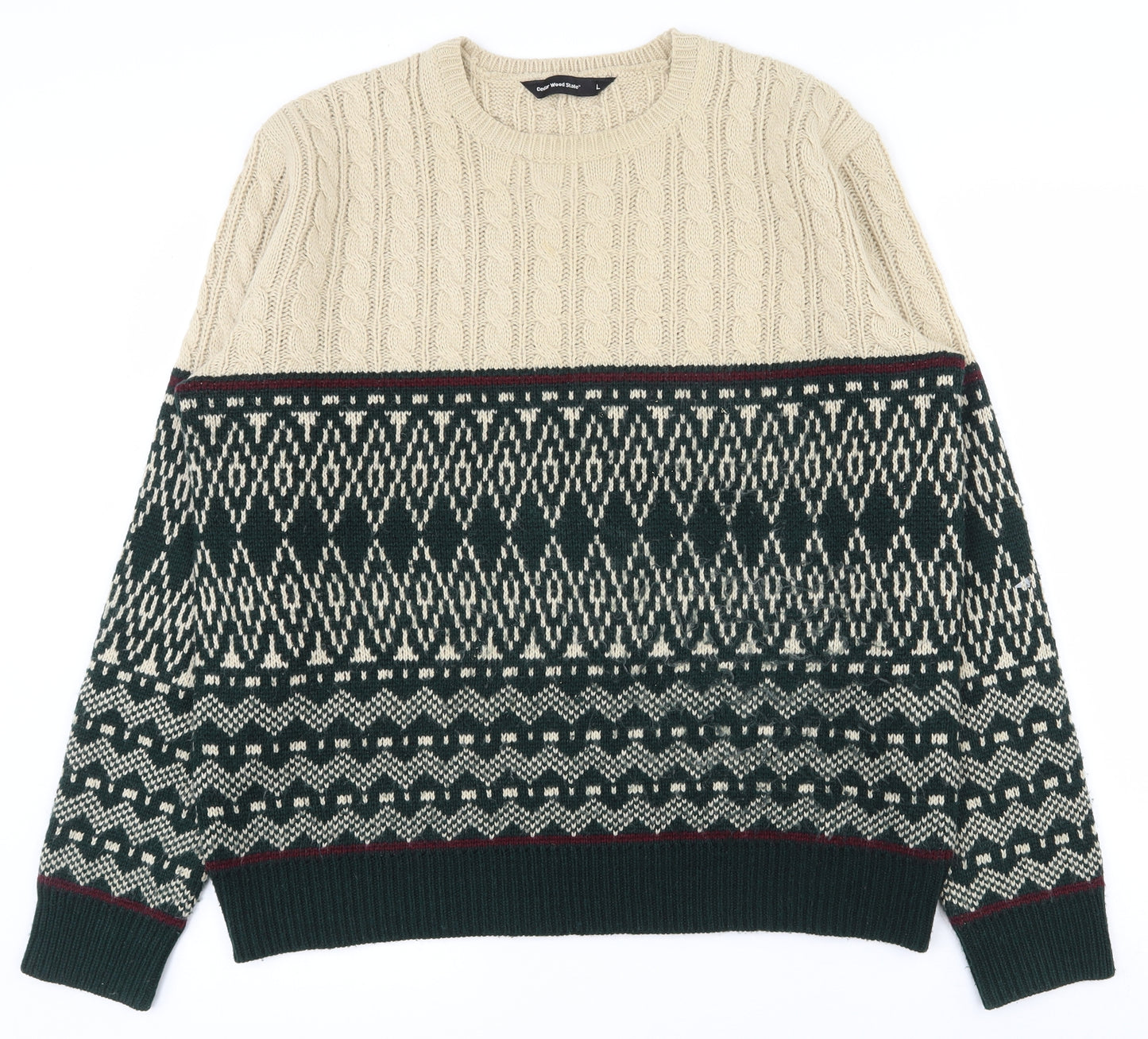 Cedar Wood State Mens Multicoloured Round Neck Geometric Acrylic Pullover Jumper Size L