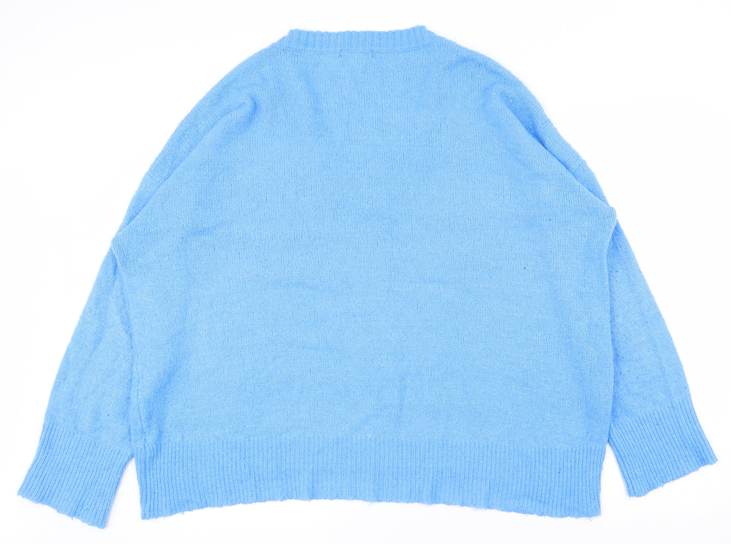 Primark Womens Blue V-Neck  Acetate Pullover Jumper Size 14   - 14-16