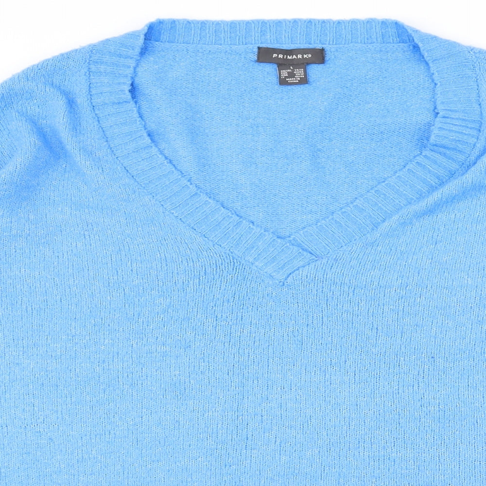 Primark Womens Blue V-Neck  Acetate Pullover Jumper Size 14   - 14-16