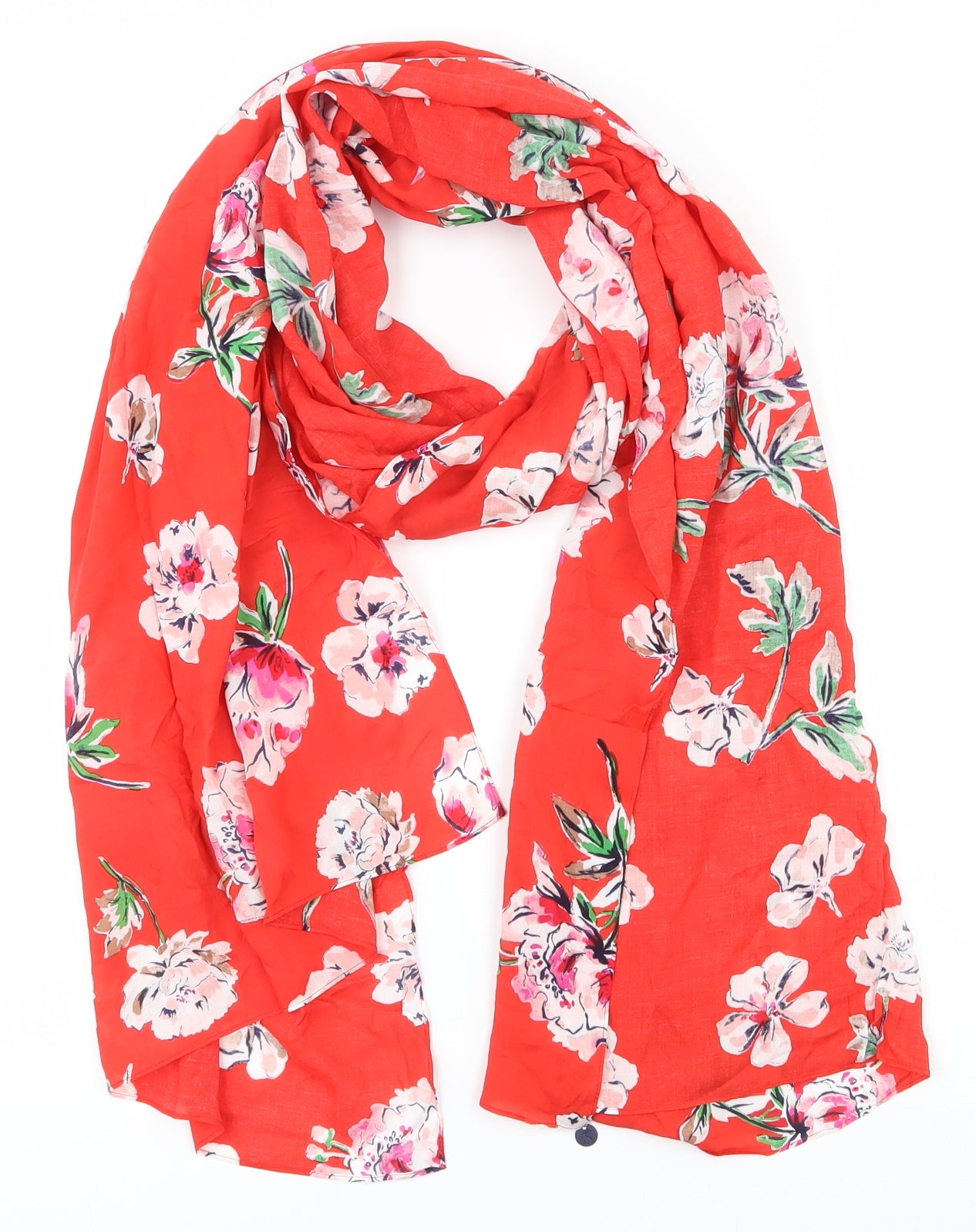 Joules Womens Red Floral Polyester  Scarf