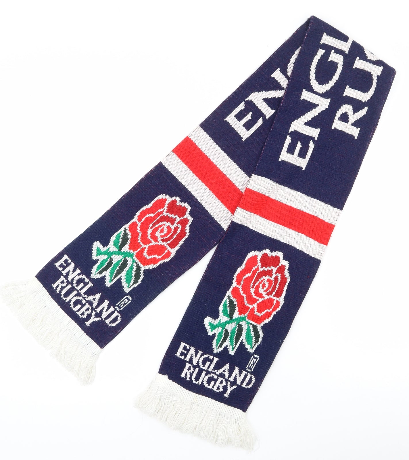 England Rugby Mens Ivory  Acrylic Scarf  One Size