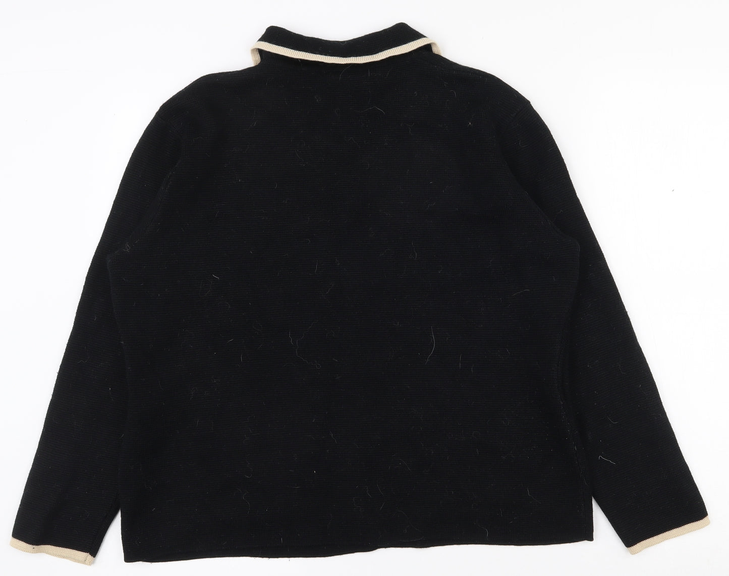 Marks and Spencer Womens Black Collared  Acrylic Cardigan Jumper Size 16