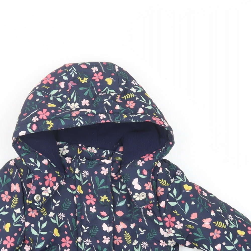 Primark Baby Blue Floral  Basic Coat Coat Size 3-6 Months   Zip