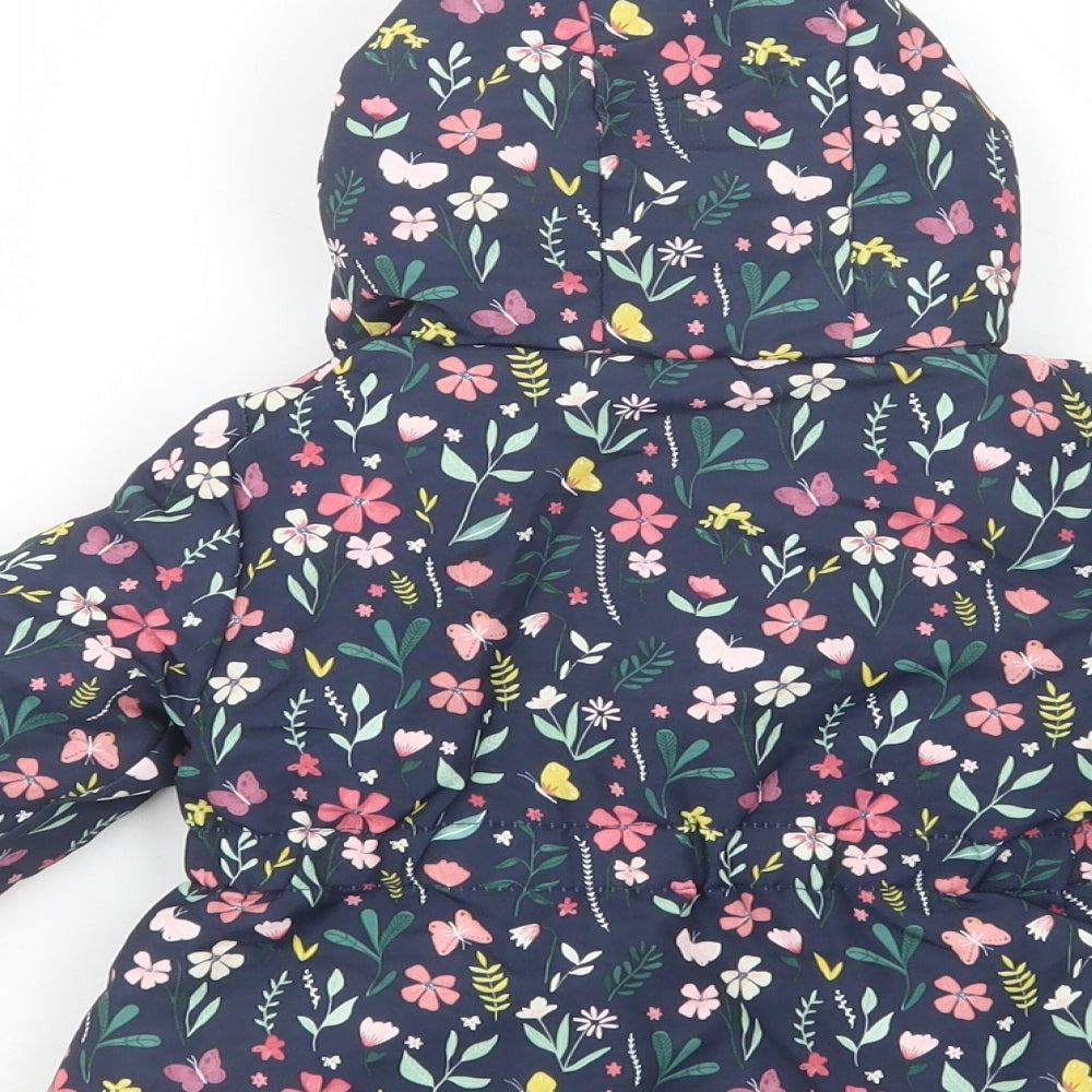 Primark Baby Blue Floral  Basic Coat Coat Size 3-6 Months   Zip