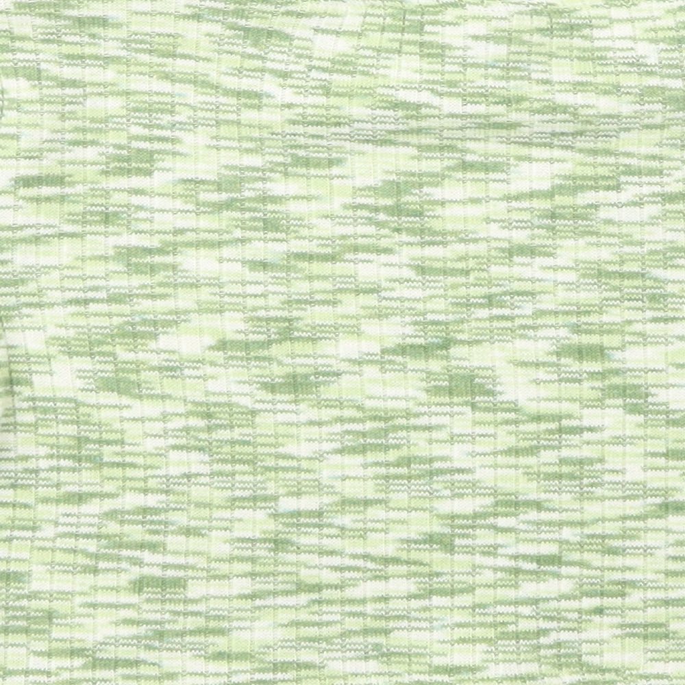 H&M Womens Green  Polyester Cropped Blouse Size S Crew Neck