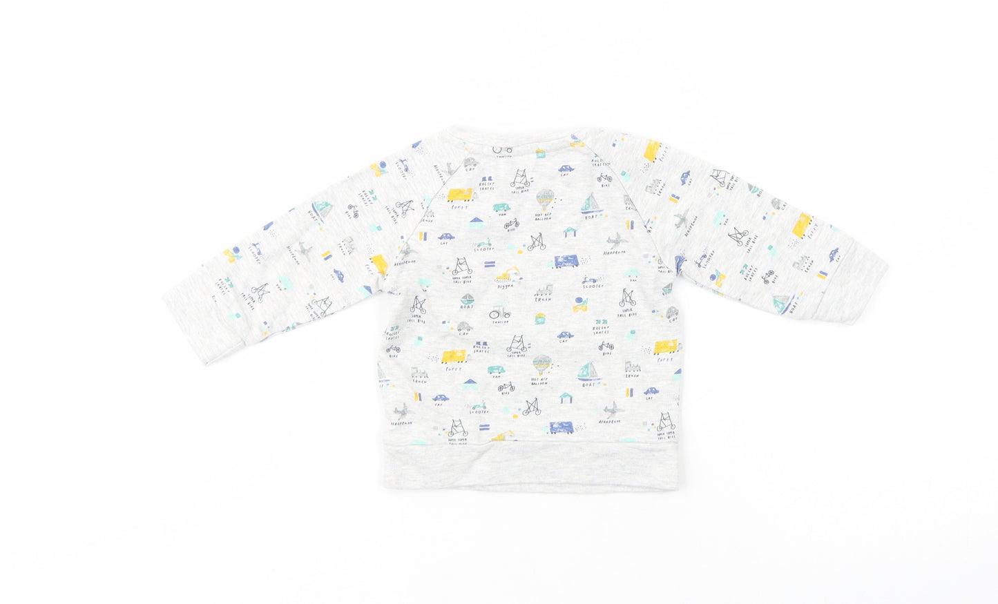 Mini Club Baby Grey Geometric Cotton Pullover Jumper Size 0-3 Months  Pullover - Vehicles