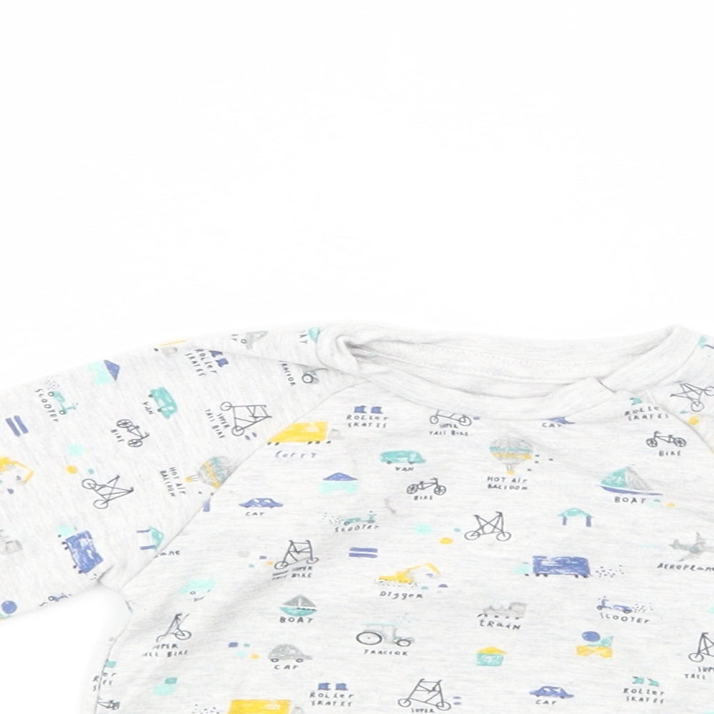 Mini Club Baby Grey Geometric Cotton Pullover Jumper Size 0-3 Months  Pullover - Vehicles