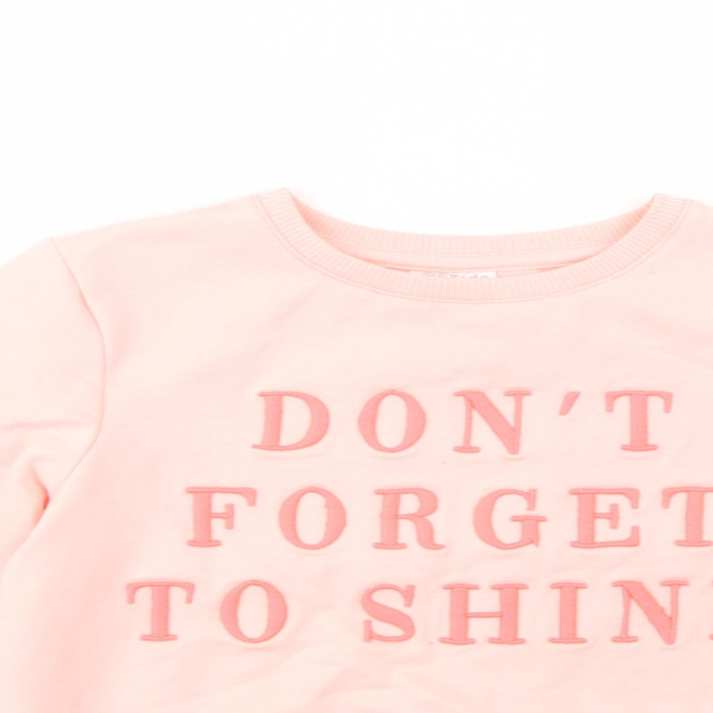 F&F Girls Pink  Polyester Pullover Sweatshirt Size 6-7 Years  Pullover - Don't Forget To Shine