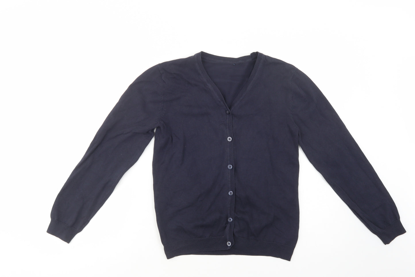 George Girls Blue V-Neck  Cotton Cardigan Jumper Size 12-13 Years  Button - School Wear