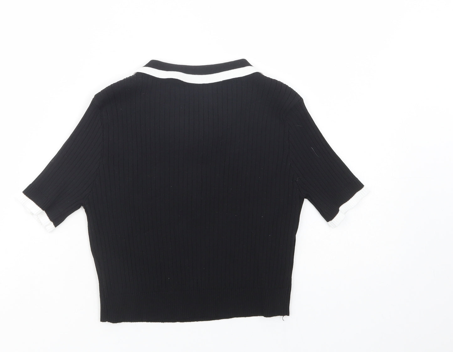 SheIn Girls Black Collared  Viscose Pullover Jumper Size 11-12 Years  Button