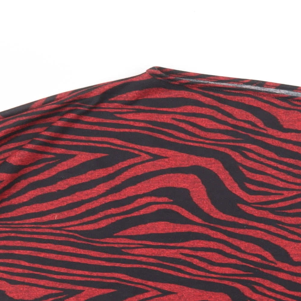 Very Womens Red Boat Neck Animal Print Polyester Pullover Jumper Size 20