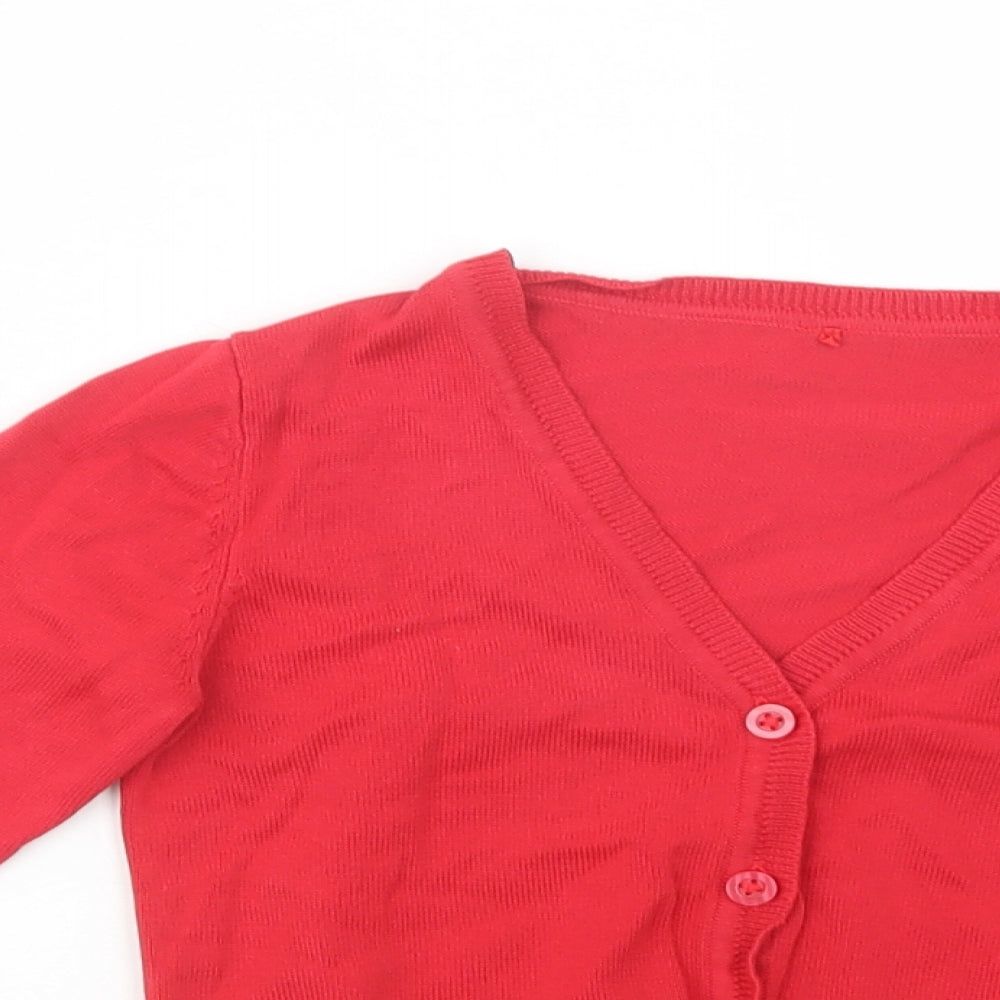 George Girls Red V-Neck  Cotton Cardigan Jumper Size 5-6 Years  Button - School Wear