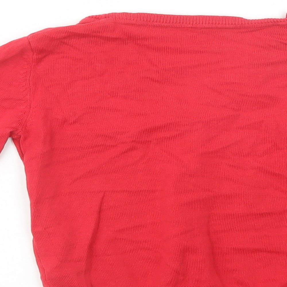 George Girls Red V-Neck  Cotton Cardigan Jumper Size 5-6 Years  Button - School Wear