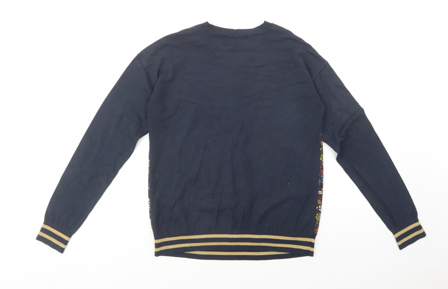 NEXT Womens Blue Floral Viscose Basic Blouse Size 10 Crew Neck