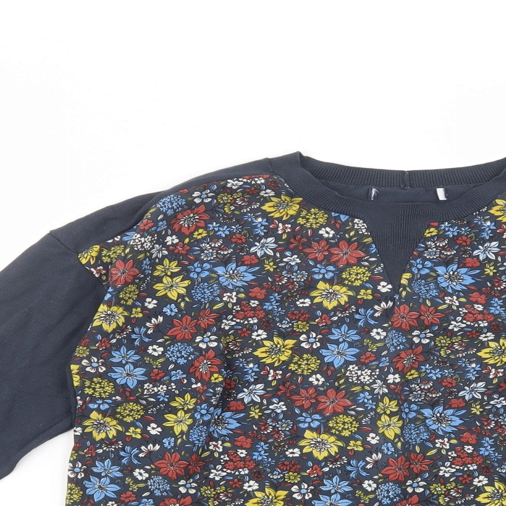 NEXT Womens Blue Floral Viscose Basic Blouse Size 10 Crew Neck