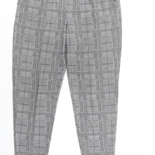 NEXT Womens Grey Plaid Polyester Trousers  Size 12 L29 in Regular