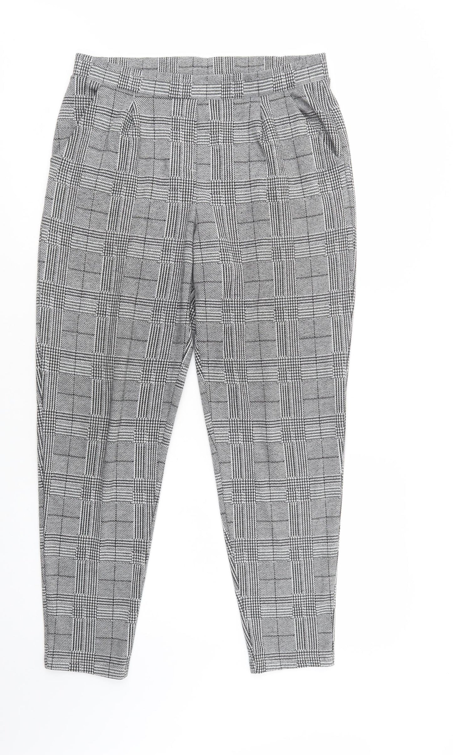NEXT Womens Grey Plaid Polyester Trousers  Size 12 L29 in Regular