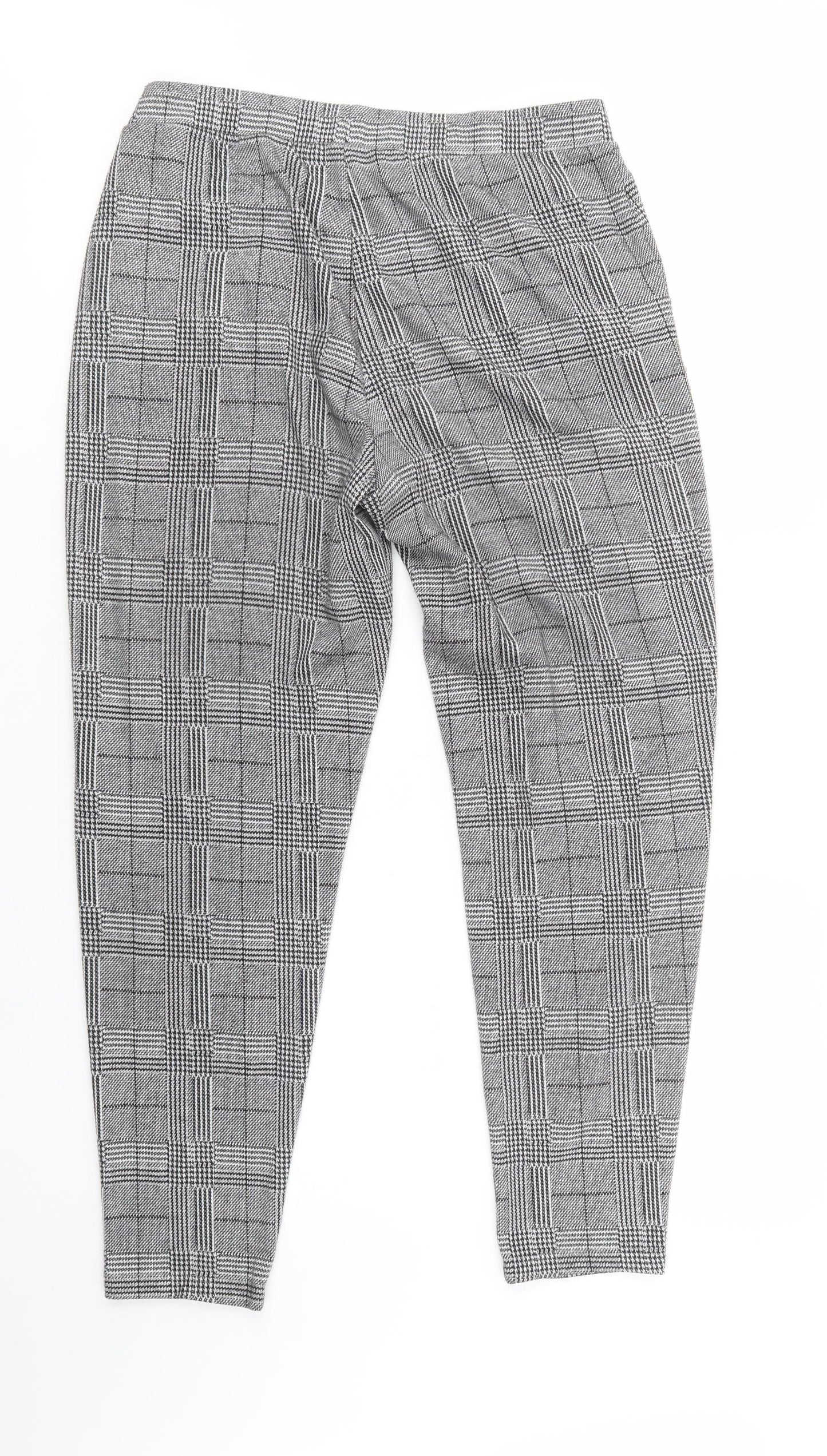 NEXT Womens Grey Plaid Polyester Trousers  Size 12 L29 in Regular