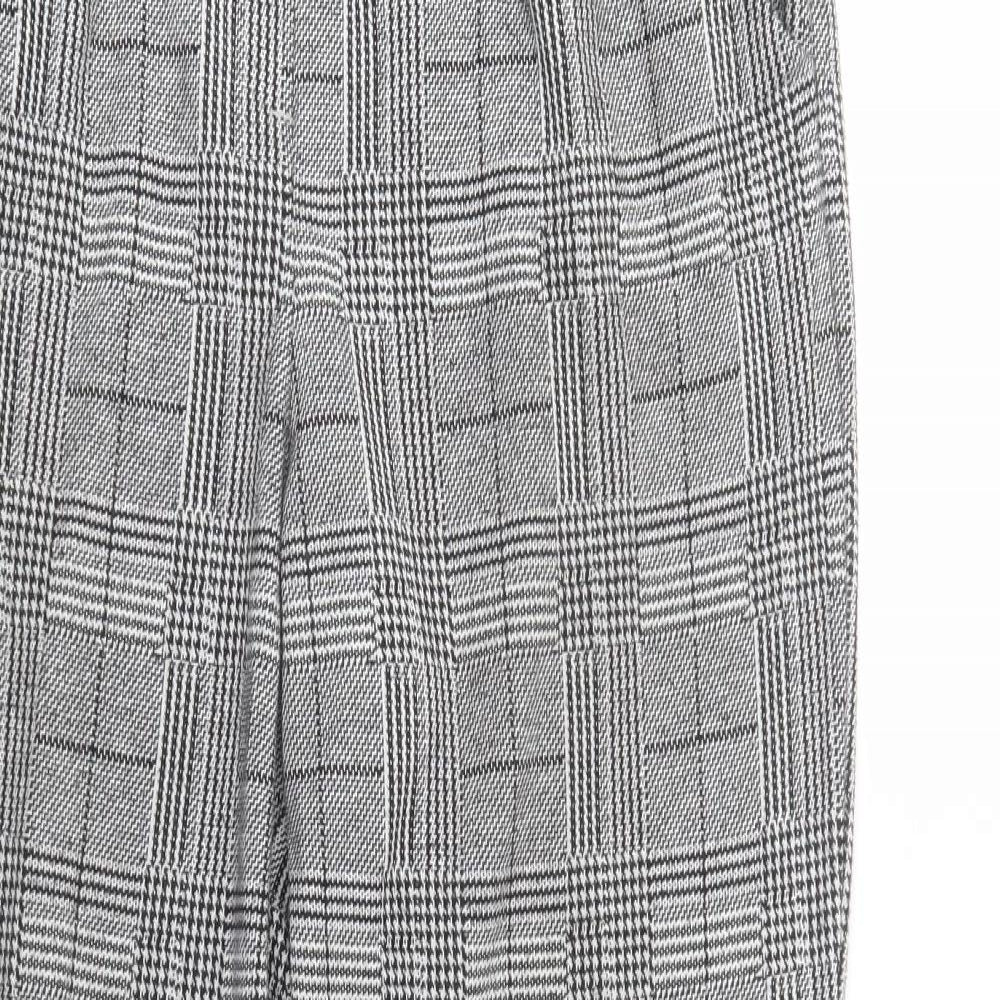 NEXT Womens Grey Plaid Polyester Trousers  Size 12 L29 in Regular