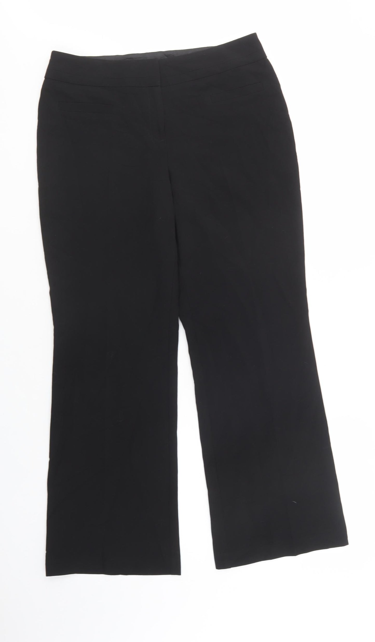 F&F Womens Black  Polyester Dress Pants Trousers Size 10 L29 in Regular Button