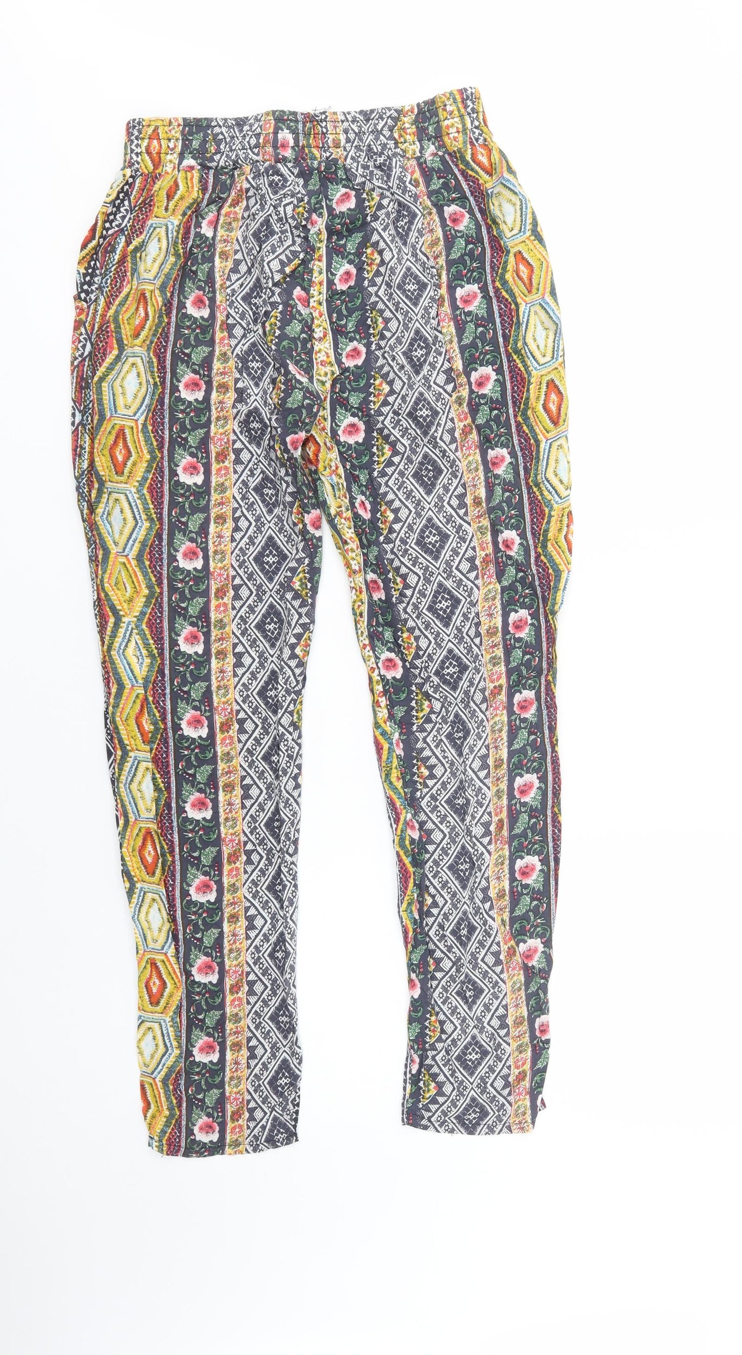 Sabelotodo Womens Multicoloured Geometric Polyester Trousers  Size M L31 in Regular Drawstring