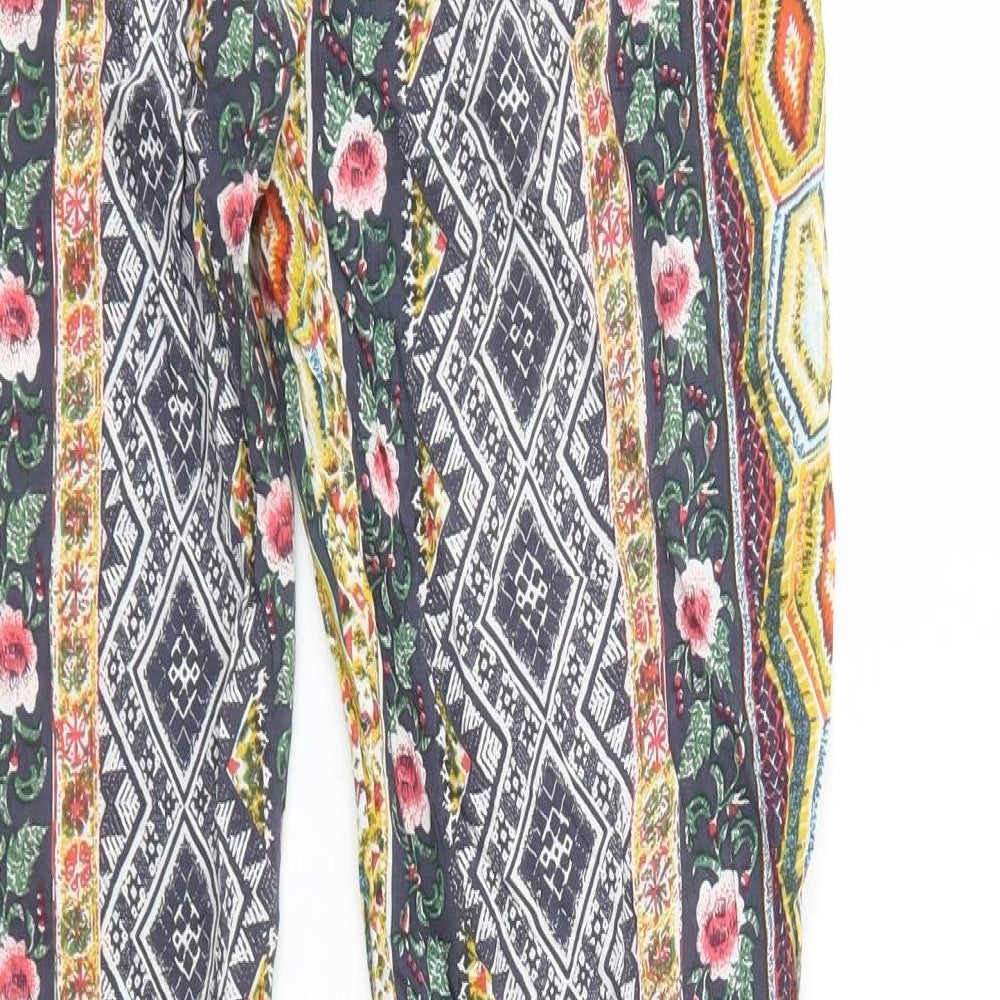 Sabelotodo Womens Multicoloured Geometric Polyester Trousers  Size M L31 in Regular Drawstring