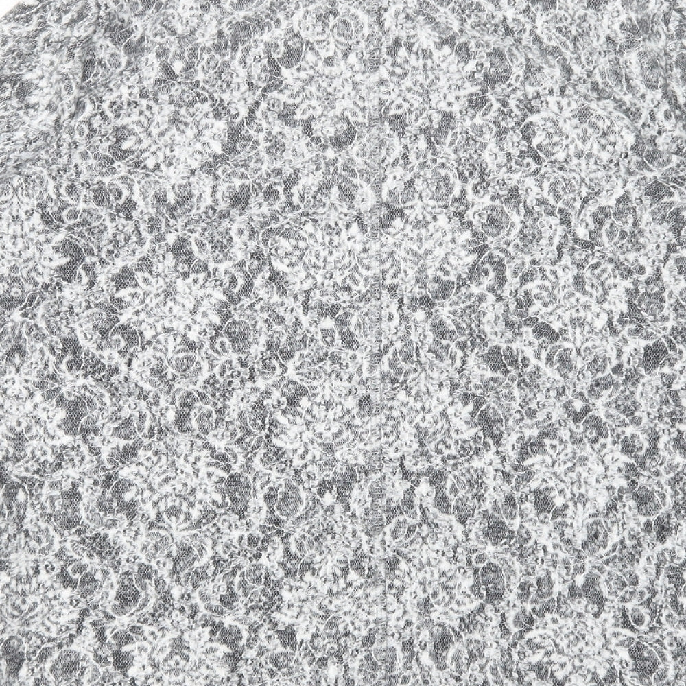 Marks and Spencer Womens Grey Crew Neck Floral Polyester Pullover Jumper Size 10