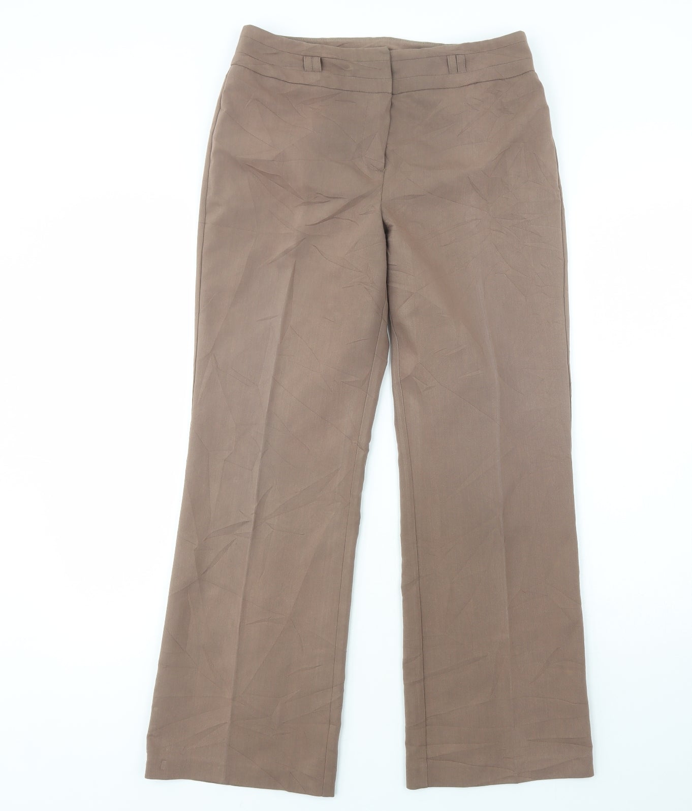 BHS Womens Brown  Polyester Dress Pants Trousers Size 10 L29 in Regular Button