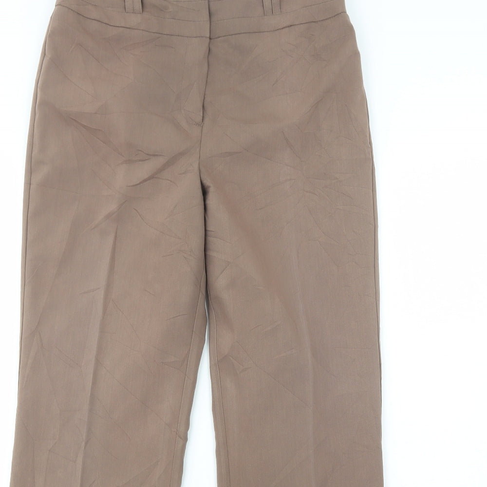 BHS Womens Brown  Polyester Dress Pants Trousers Size 10 L29 in Regular Button
