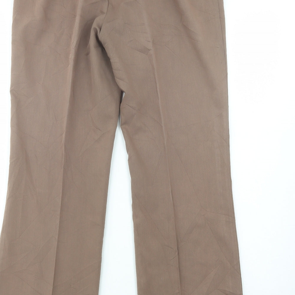 BHS Womens Brown  Polyester Dress Pants Trousers Size 10 L29 in Regular Button