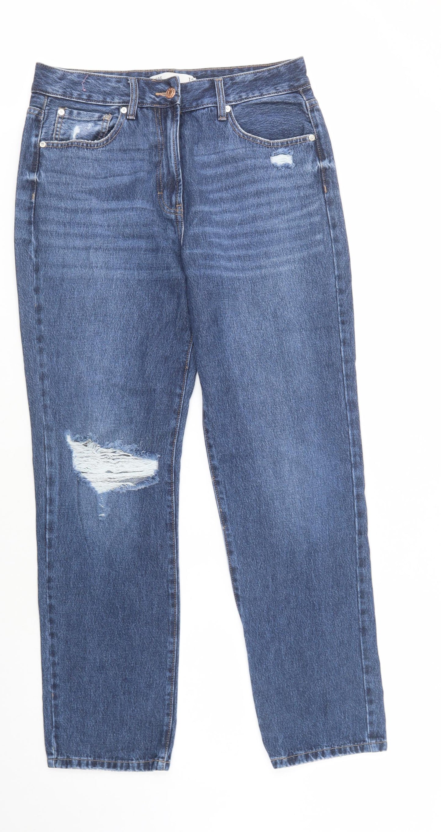 NEXT Womens Blue  Cotton Straight Jeans Size 12 L32 in Regular Button