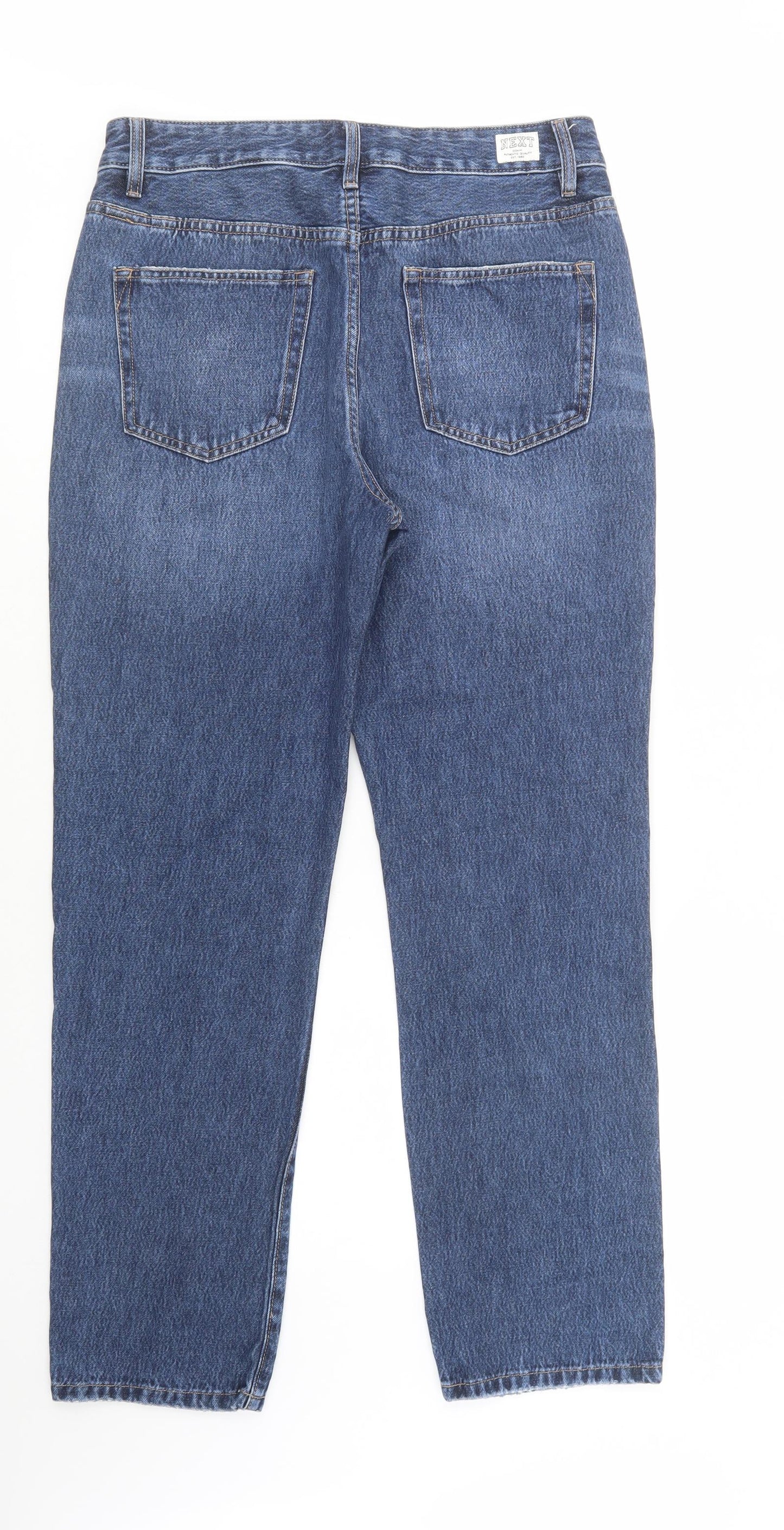 NEXT Womens Blue  Cotton Straight Jeans Size 12 L32 in Regular Button