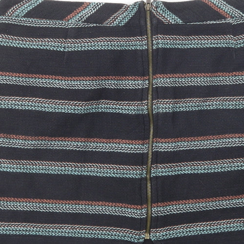 Papaya Womens Black Striped Cotton Mini Skirt Size 14   Zip