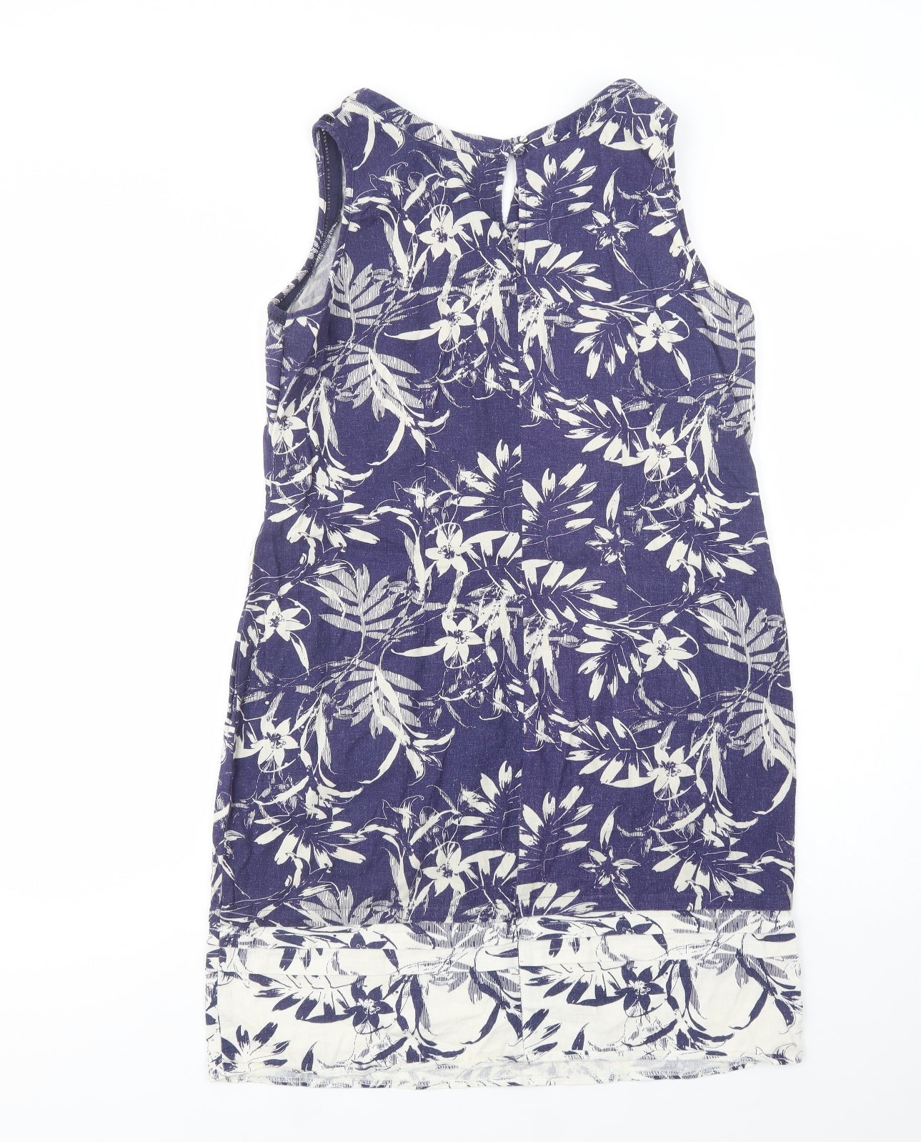 George Womens Black Floral Linen Shift  Size 14  V-Neck Button