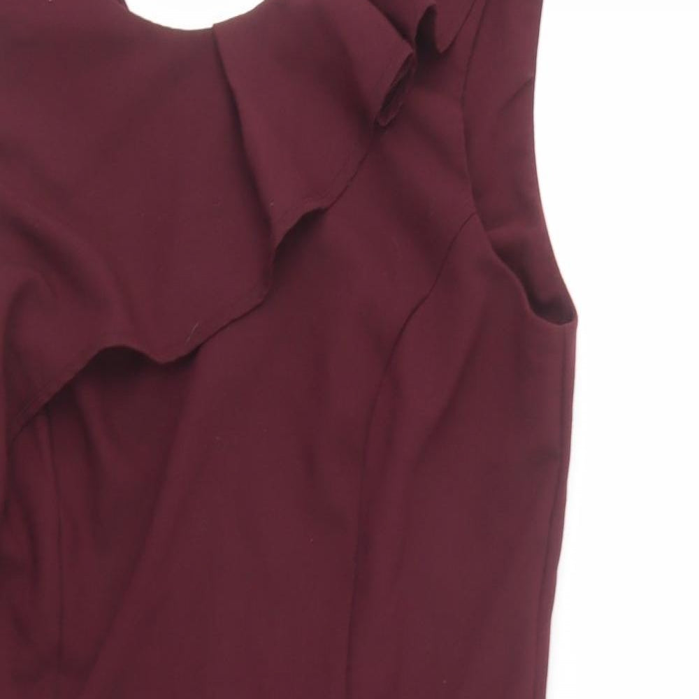 Apricot Womens Purple  Polyester Pencil Dress  Size 14  Scoop Neck Zip