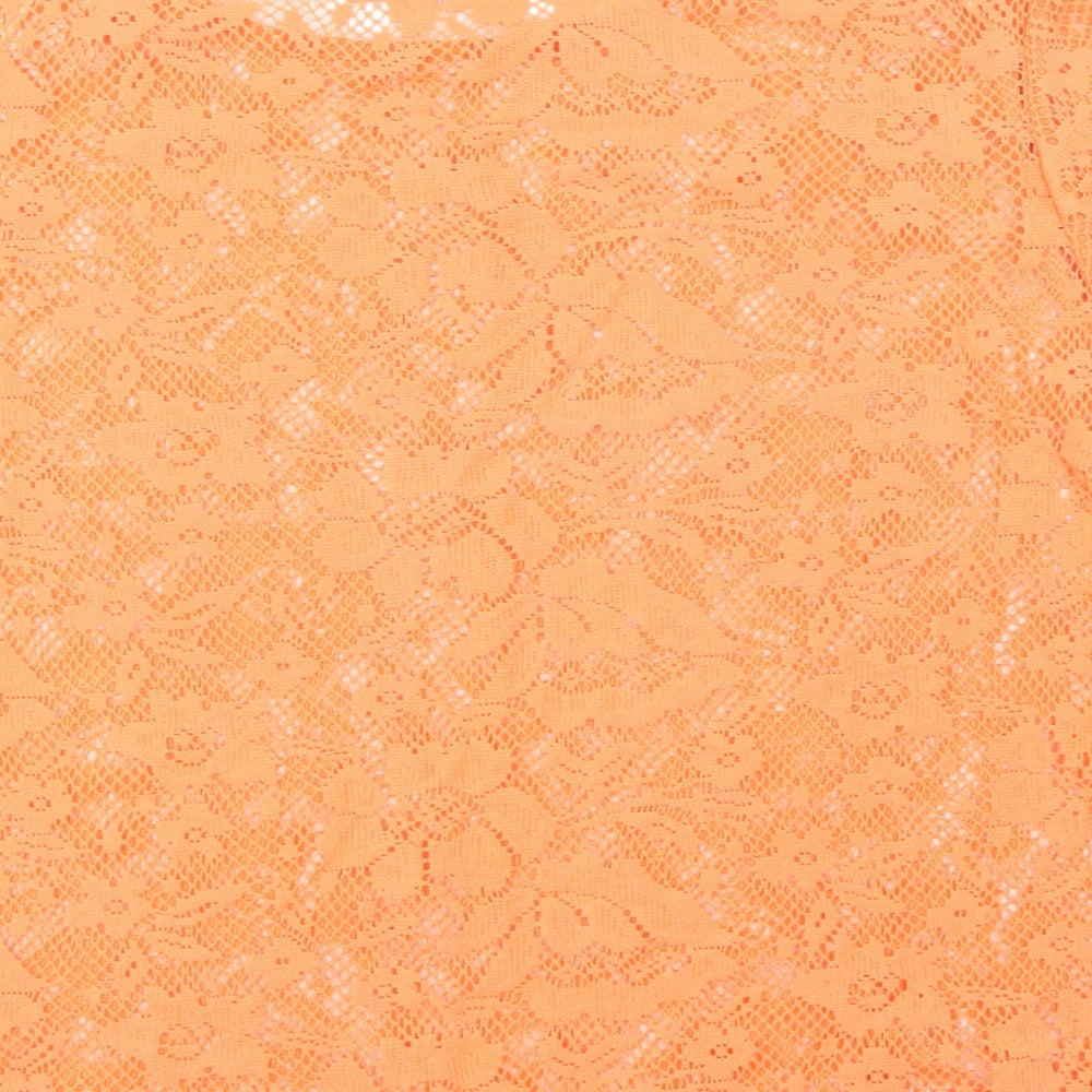 Papaya Womens Orange  Cotton Basic Blouse Size 14 Crew Neck