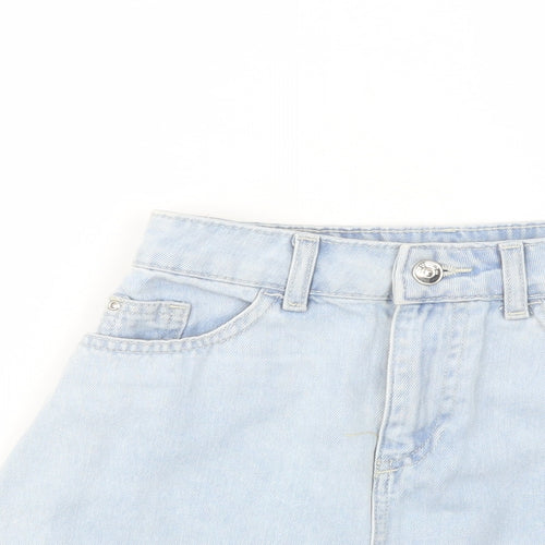 H&M Womens Blue  Cotton Mini Skirt Size 6   Button