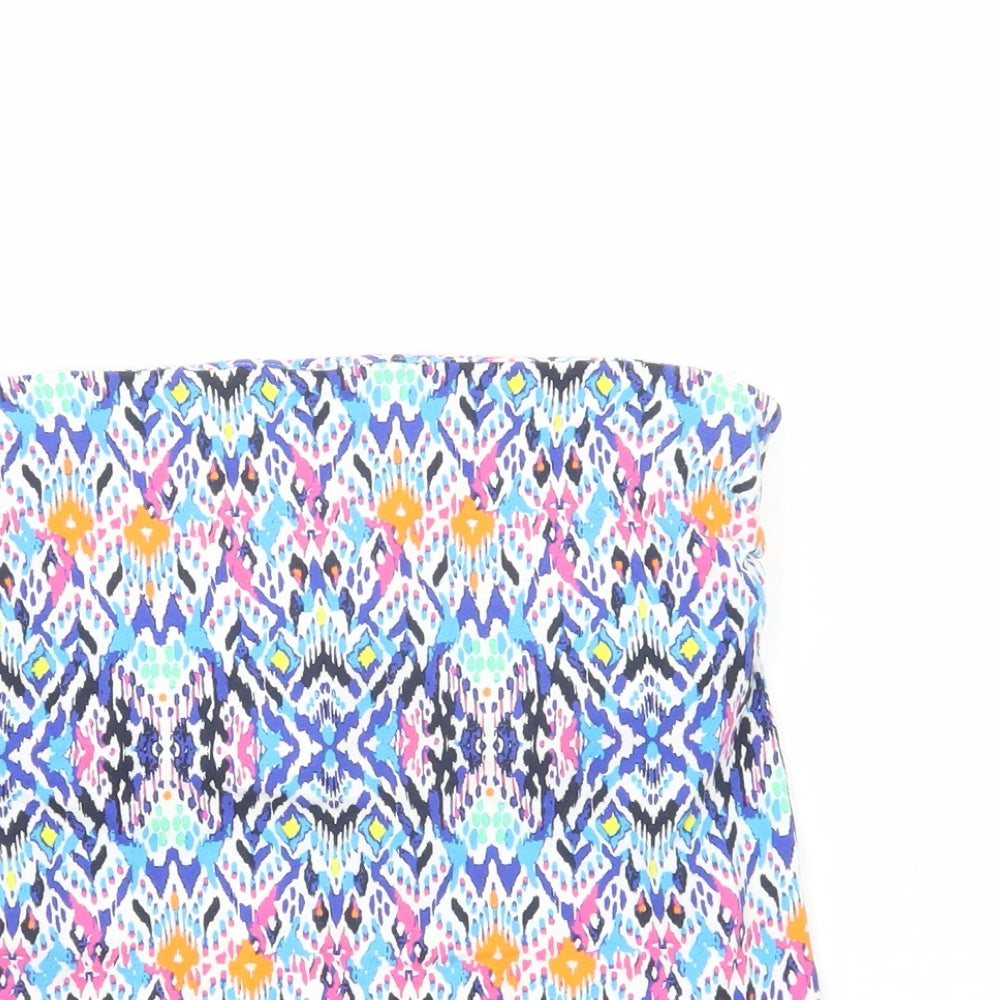 Papaya Womens Multicoloured Geometric Cotton Basic Tank Size 12 Off the Shoulder