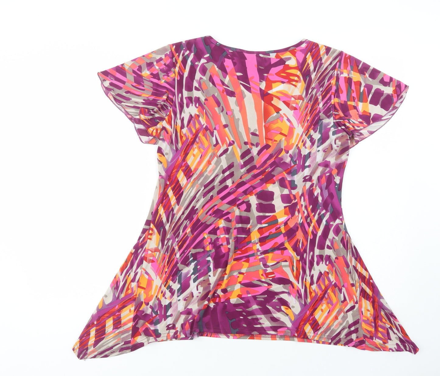 Mimosa Womens Purple Geometric Polyester Basic Blouse Size 12 Scoop Neck