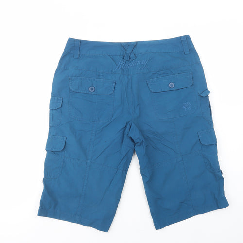 Debenhams Womens Blue  Cotton Cargo Shorts Size 12 L15 in Regular Button