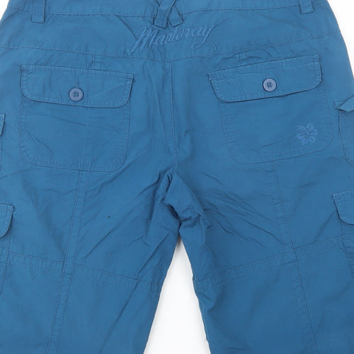 Debenhams Womens Blue  Cotton Cargo Shorts Size 12 L15 in Regular Button