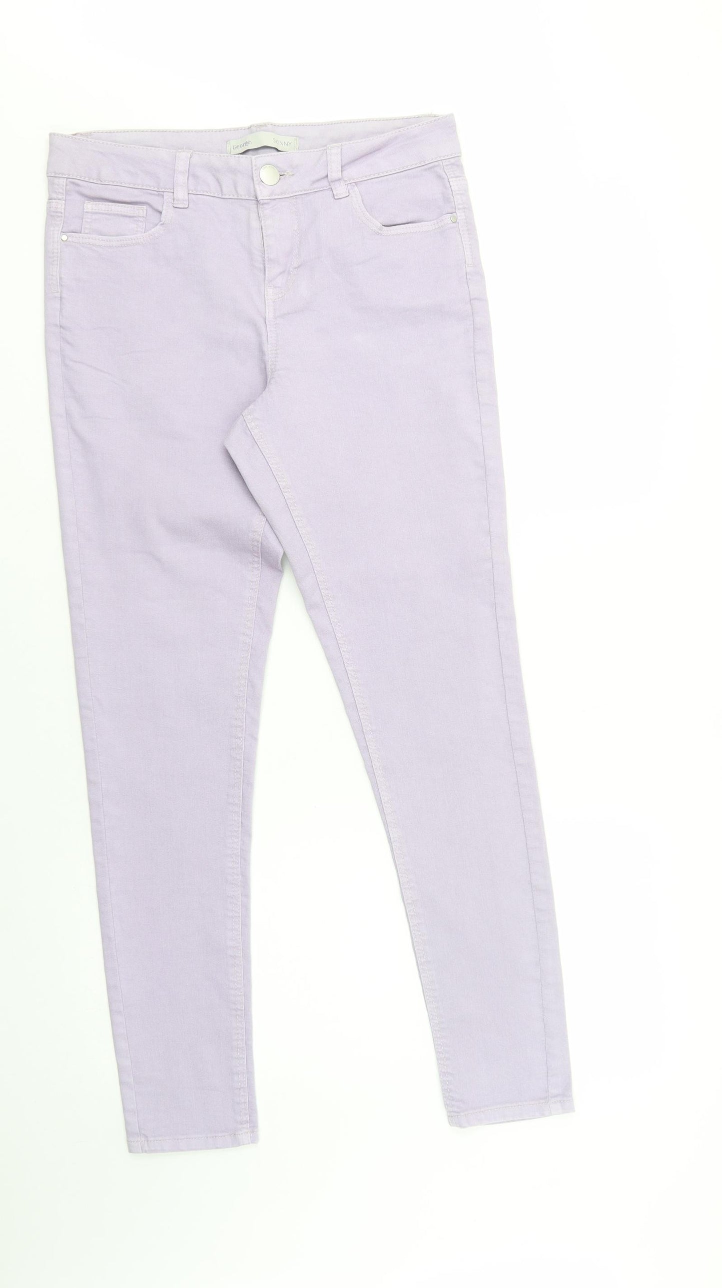George Womens Purple  Cotton Skinny Jeans Size 12 L30 in Regular Button