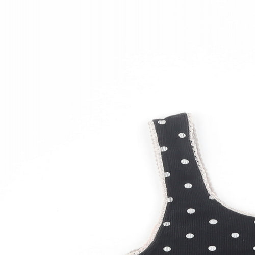 Topshop Womens Black Polka Dot Cotton Cropped Tank Size 8 Scoop Neck
